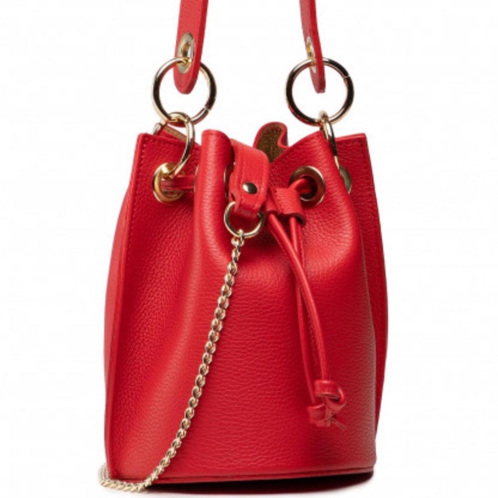 Diva Bags Red Italian leather bucket bag
